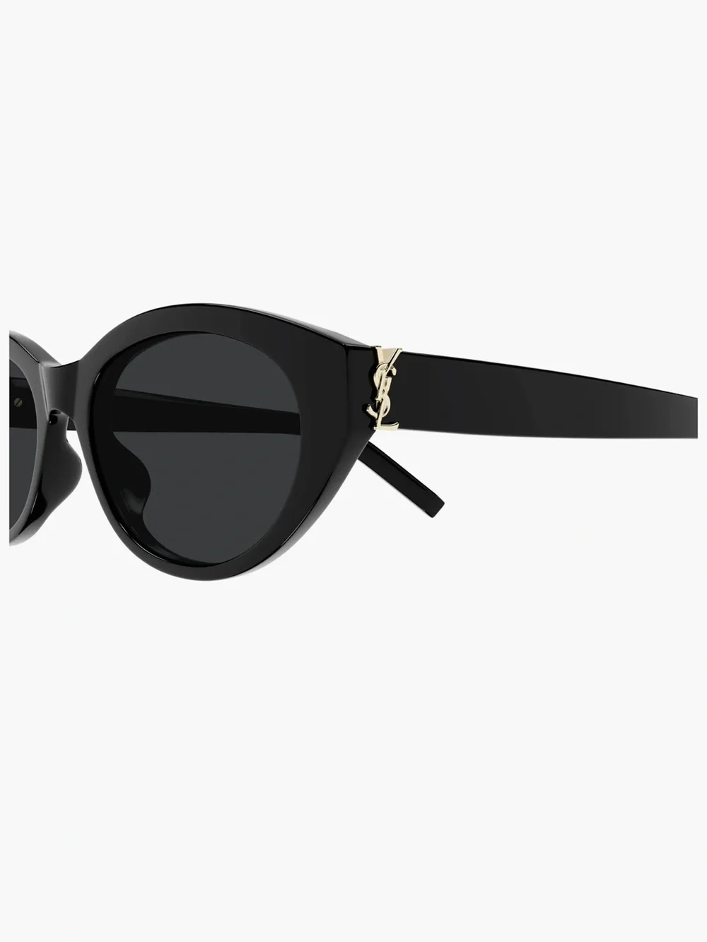 Saint Laurent Black Round Cat-Eye Sunglasses with Gold YSL Detail